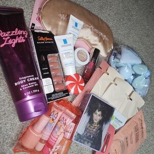 Beauty and Skincare Bundle with Pink and Blue Accents